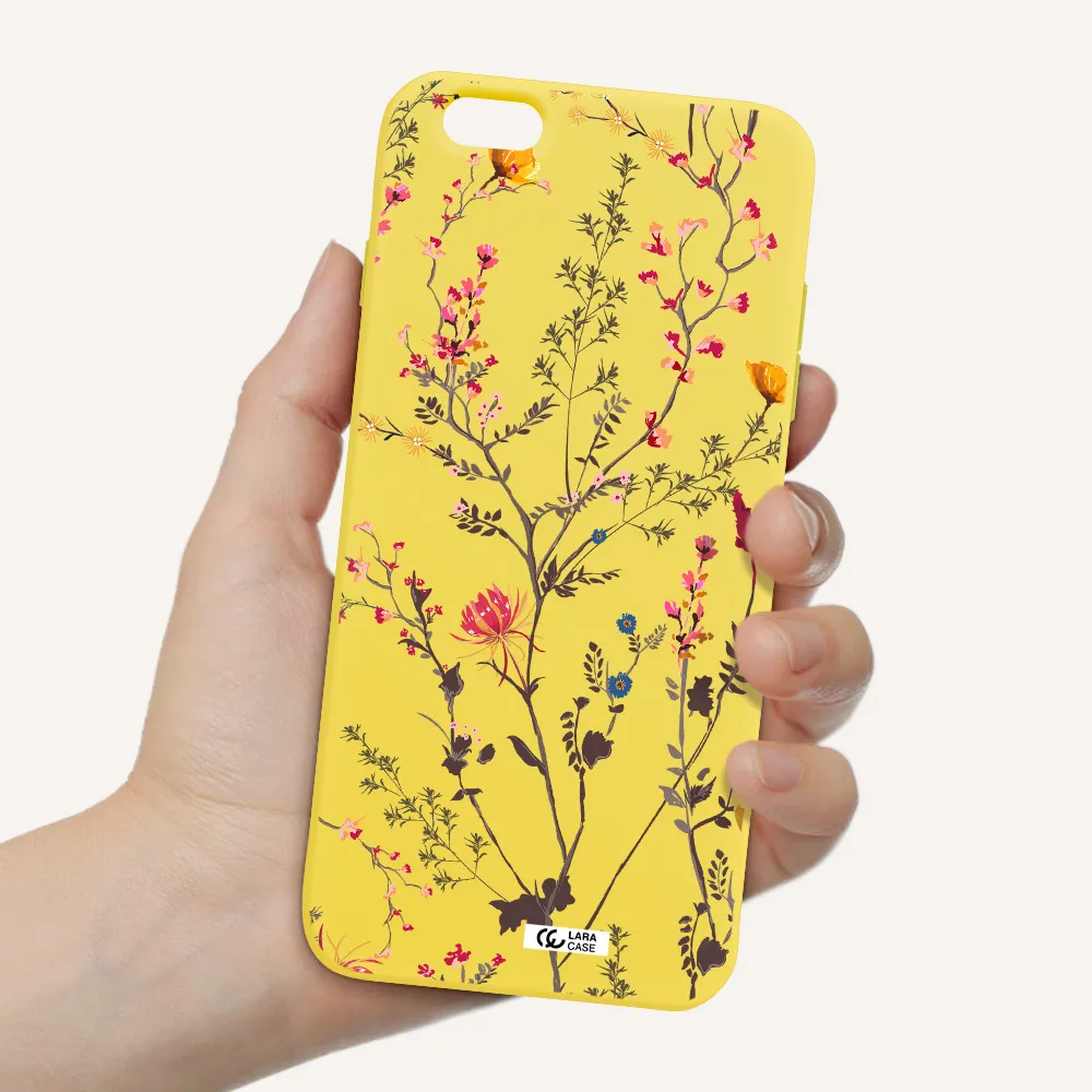 Miniature Flower Apple iPhone 6 s plus Silicone canary yellow Case