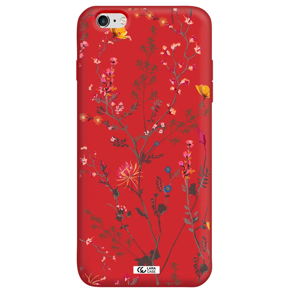 Miniature Flower Apple iPhone 6 s plus Silicone Imperial Red Case