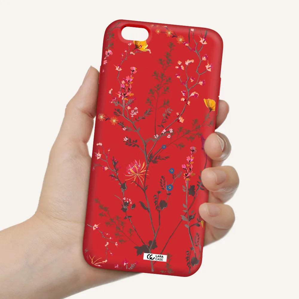Miniature Flower Apple iPhone 6 s plus Silicone Imperial Red Case
