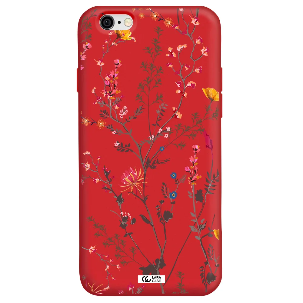 Miniature Flower Apple iPhone 6 Silicone Imperial Red Case