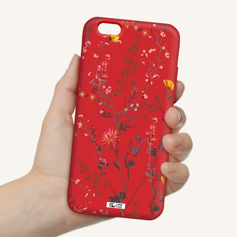 Miniature Flower Apple iPhone 6 Silicone Imperial Red Case