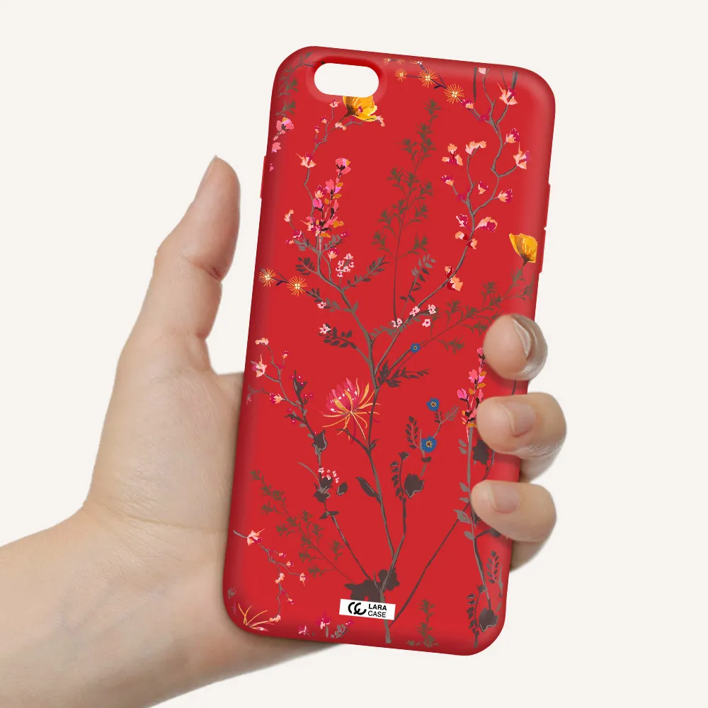 Miniature Flower Apple iPhone 6S Silicone Imperial Red Case