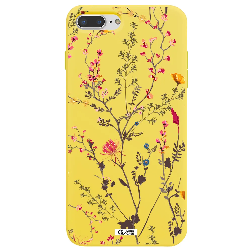 Miniature Flower Apple iPhone 7 plus Silicone canary yellow Case