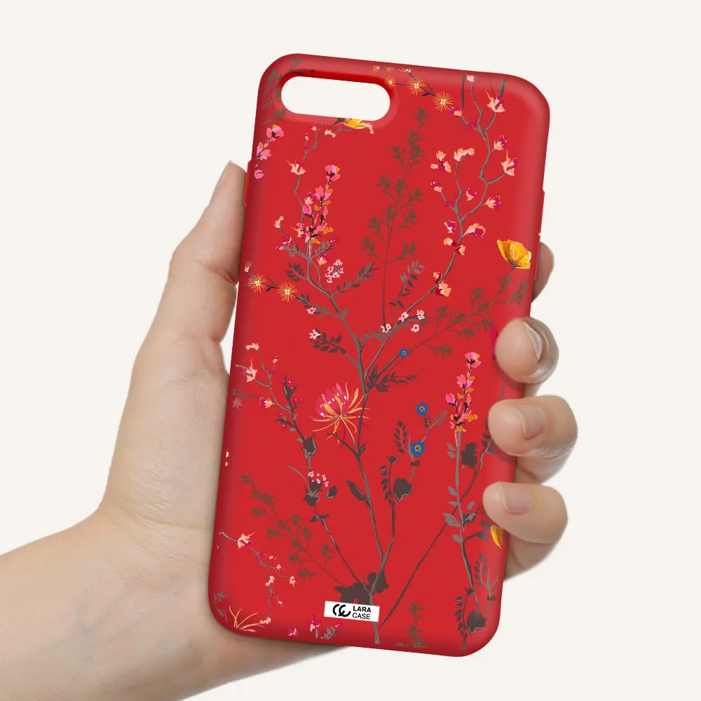 Miniature Flower Apple iPhone 7 plus Silicone Imperial Red Case