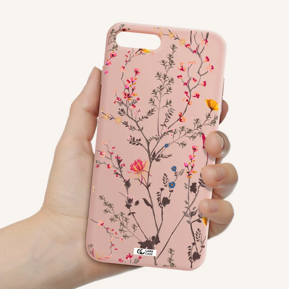 Miniature Flower Apple iPhone 7 plus Silicone pastel pink Case