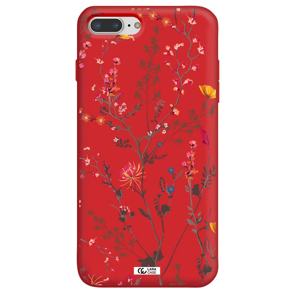 Miniature Flower Apple iPhone 8 plus Silicone Imperial Red Case