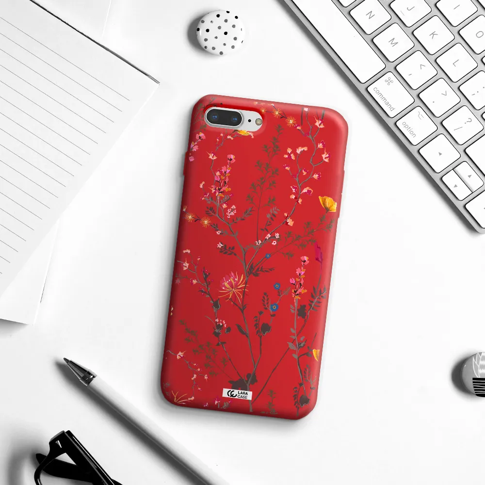 Miniature Flower Apple iPhone 8 plus Silicone Imperial Red Case