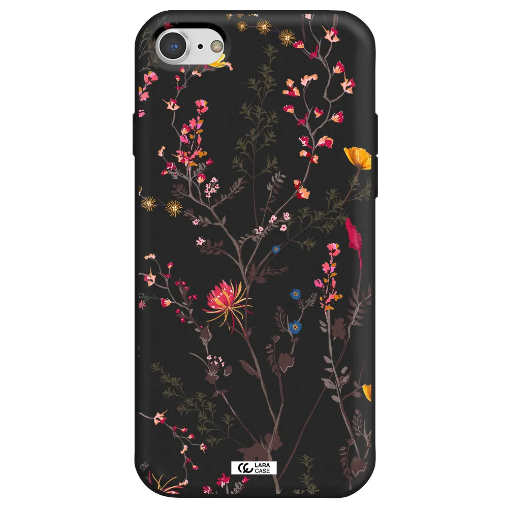 Miniature Flower Apple iPhone 8 Silicone black Case