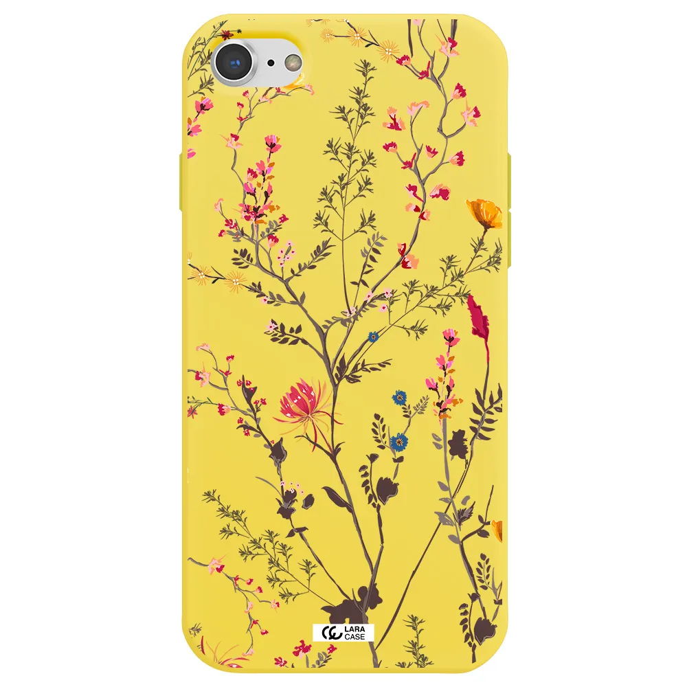 Miniature Flower Apple iPhone 8 Silicone canary yellow Case