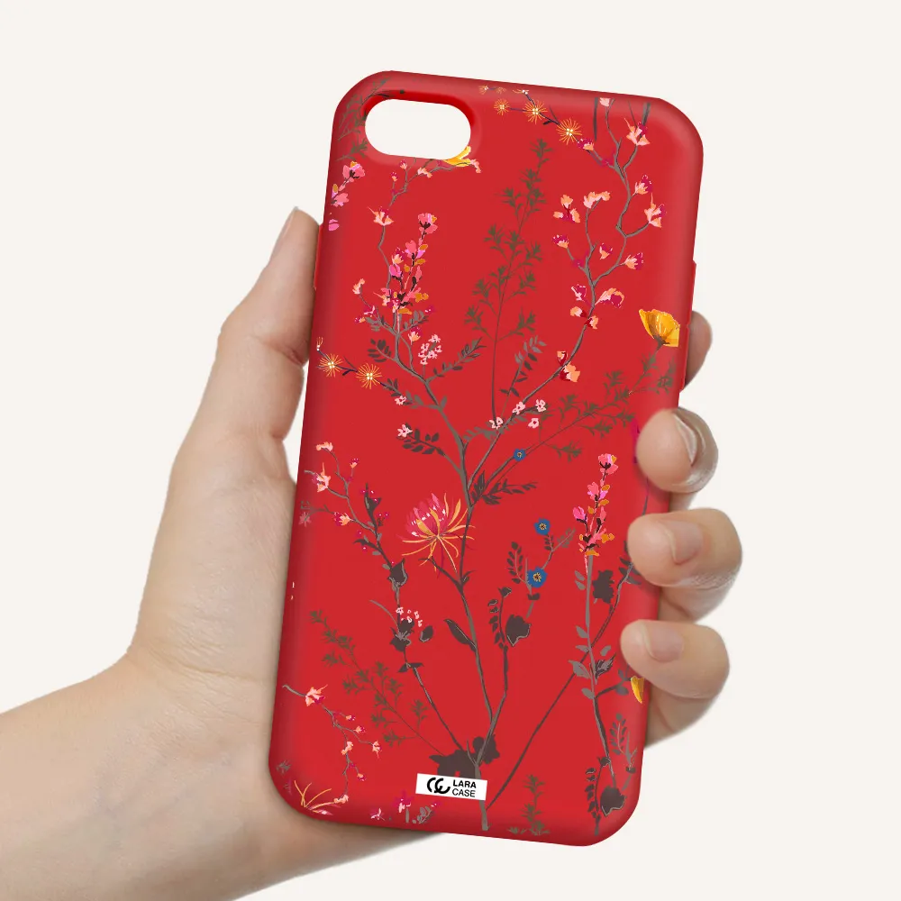 Miniature Flower Apple iPhone 8 Silicone Imperial Red Case
