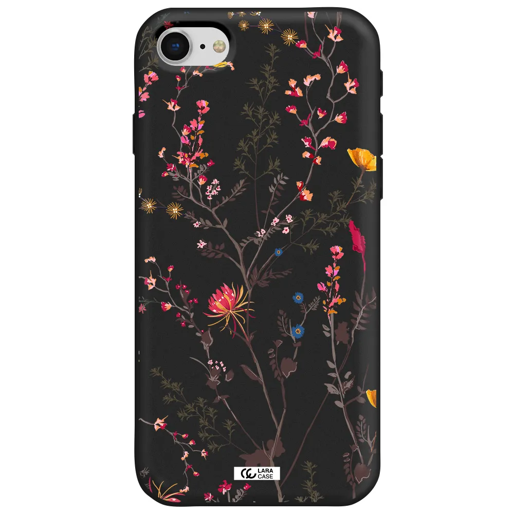Miniature Flower Apple iPhone se 2020 Silicone black Case