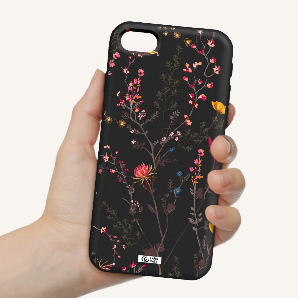 Miniature Flower Apple iPhone se 2020 Silicone black Case