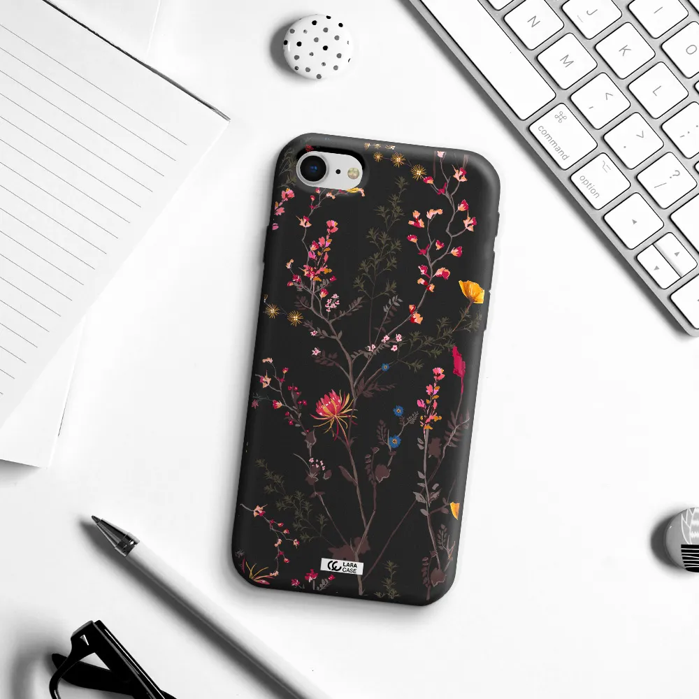 Miniature Flower Apple iPhone se 2020 Silicone black Case
