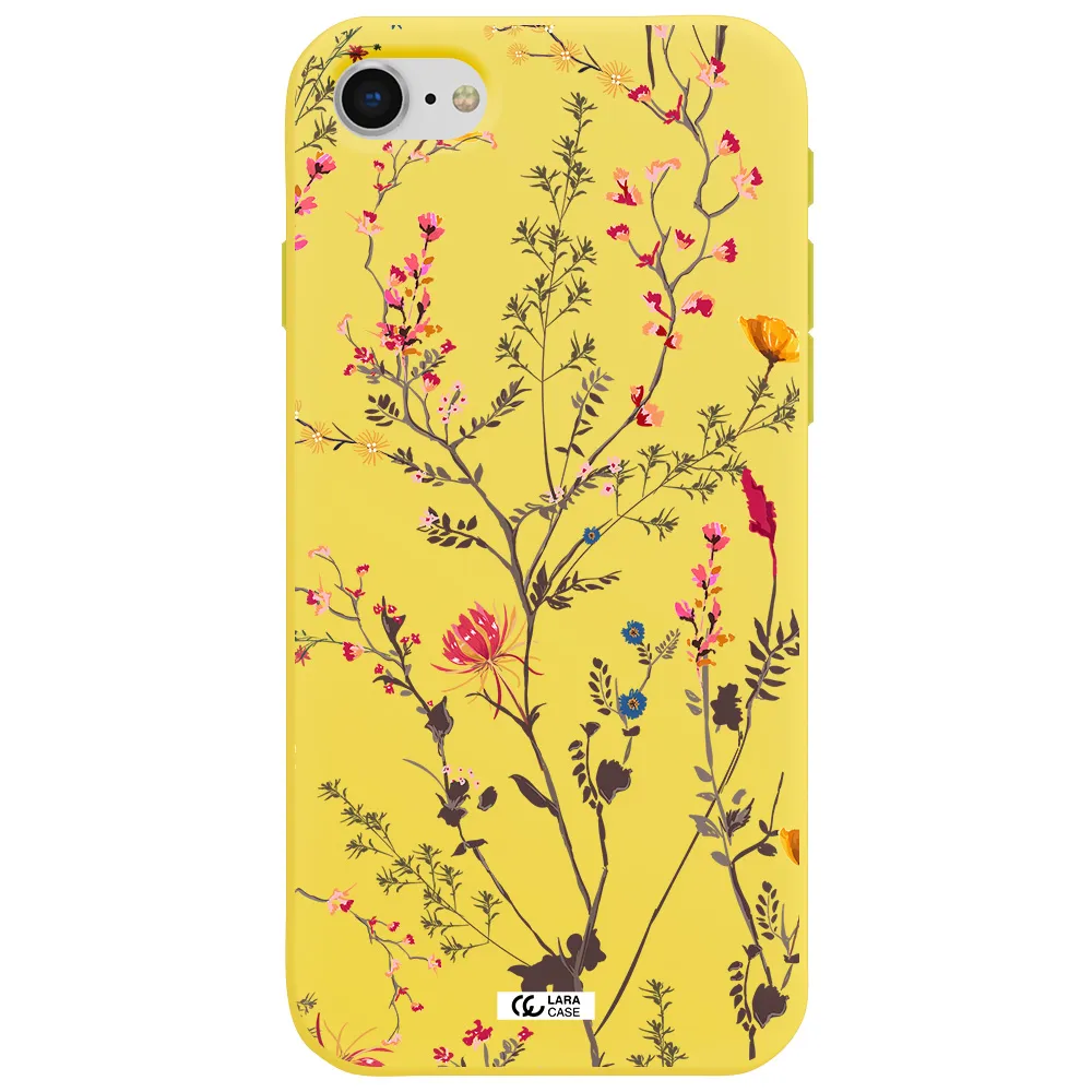 Miniature Flower Apple iPhone se 2020 Silicone canary yellow Case