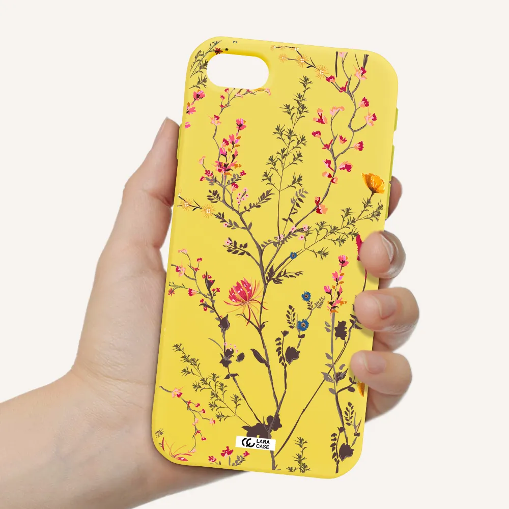 Miniature Flower Apple iPhone se 2020 Silicone canary yellow Case