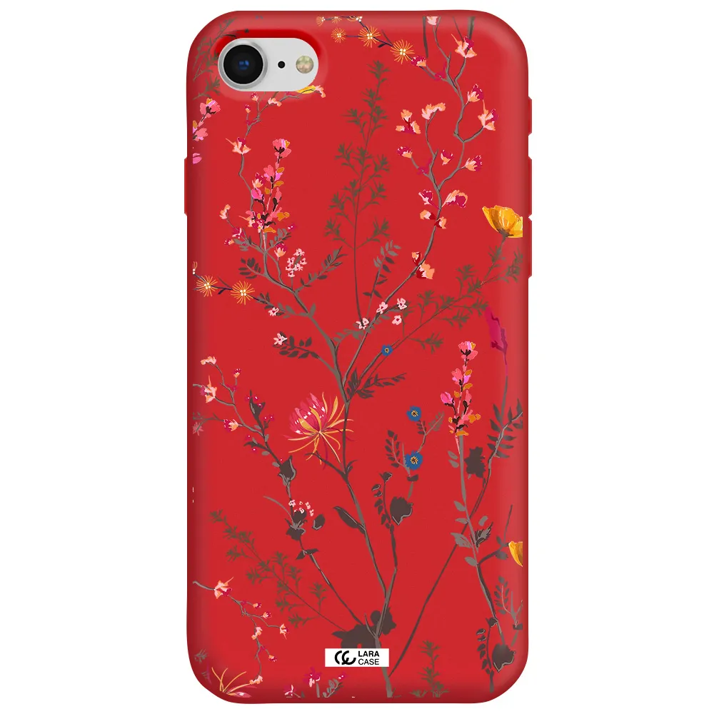 Miniature Flower Apple iPhone se 2020 Silicone Imperial Red Case