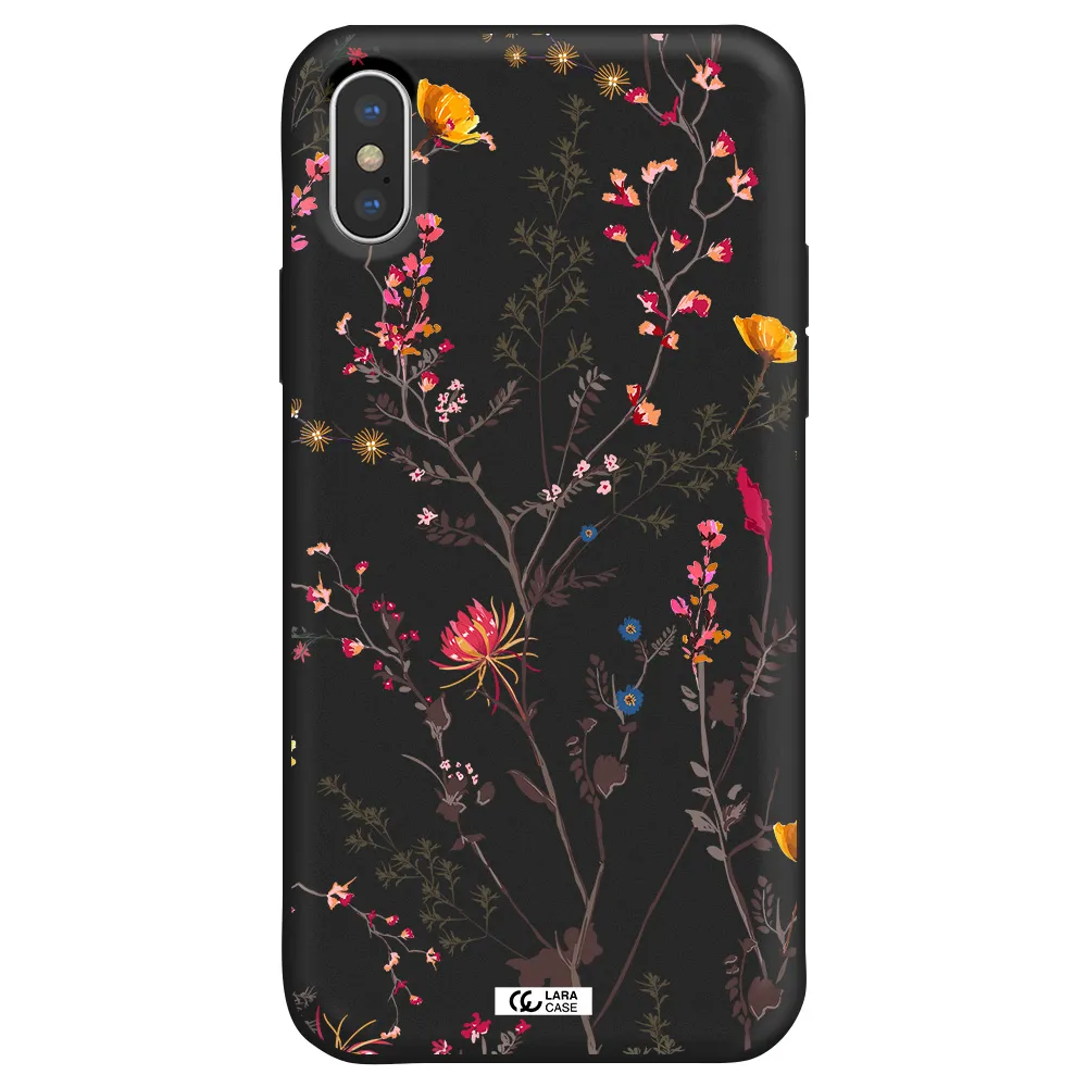 Miniature Flower Apple iPhone X Silicone black Case