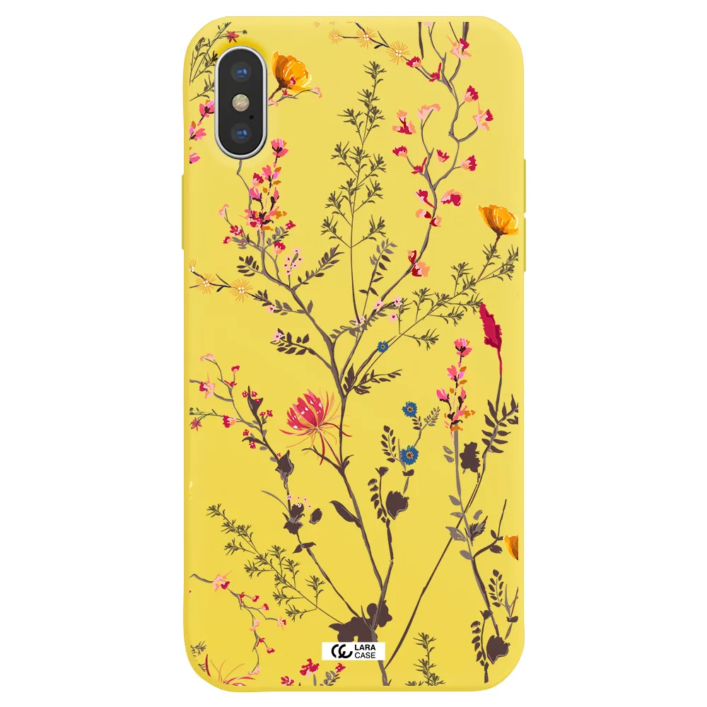 Miniature Flower Apple iPhone X Silicone canary yellow Case