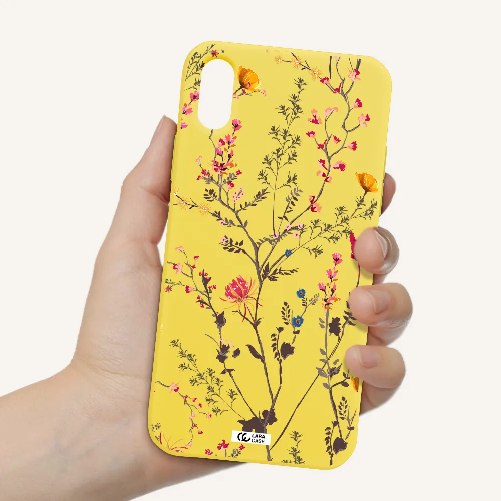 Miniature Flower Apple iPhone X Silicone canary yellow Case