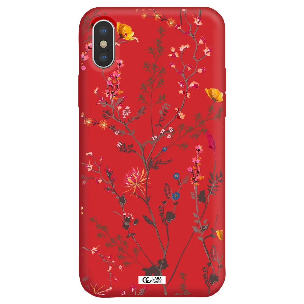 Miniature Flower Apple iPhone X Silicone Imperial Red Case