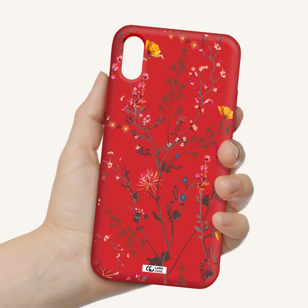 Miniature Flower Apple iPhone X Silicone Imperial Red Case