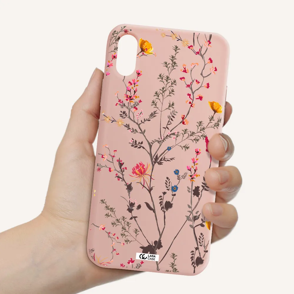 Miniature Flower Apple iPhone X Silicone pastel pink Case