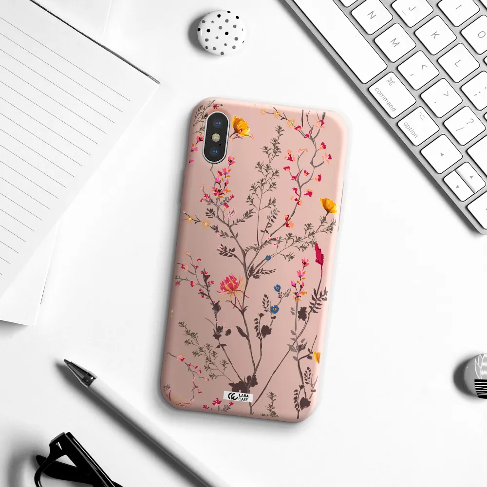 Miniature Flower Apple iPhone X Silicone pastel pink Case