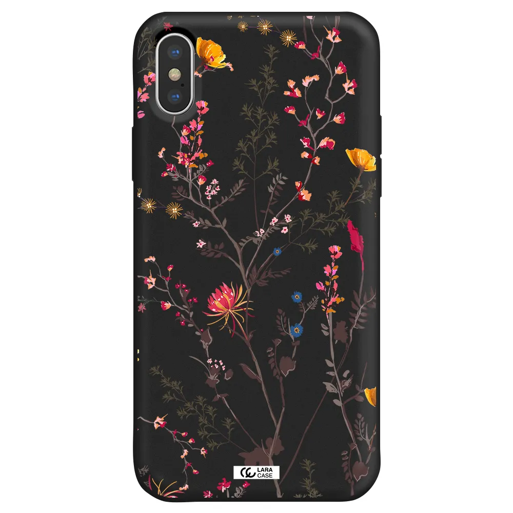 Miniature Flower Apple iPhone XS Silicone black Case