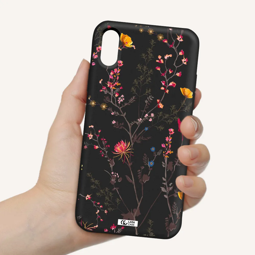 Miniature Flower Apple iPhone XS Silicone black Case