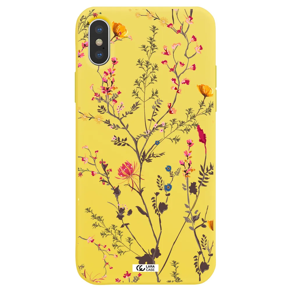 Miniature Flower Apple iPhone XS Silicone canary yellow Case