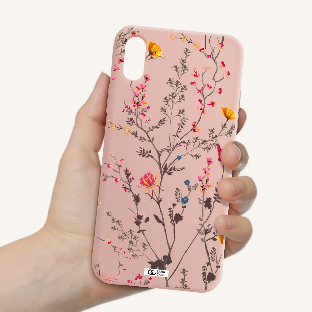 Miniature Flower Apple iPhone XS Silicone pastel pink Case