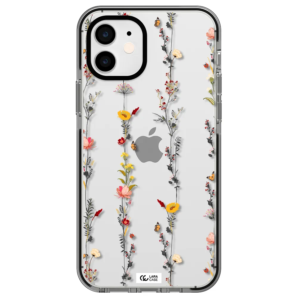 Parallel Flower Apple iPhone 11 impact black border Case