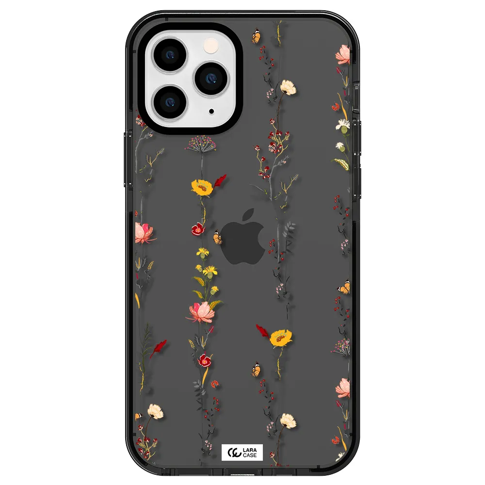 Parallel Flower Apple iPhone 11 pro impact Smoke Black Case