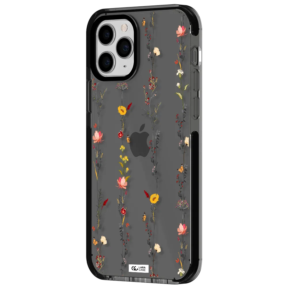 Parallel Flower Apple iPhone 11 pro max impact Smoke Black Case