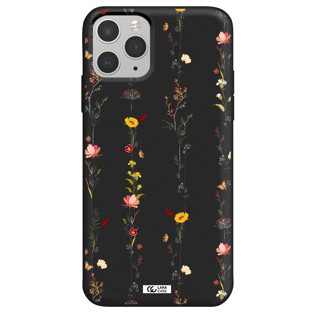 Parallel Flower Apple iPhone 11 pro max Silicone black Case