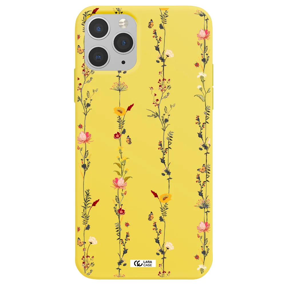 Parallel Flower Apple iPhone 11 pro max Silicone canary yellow Case