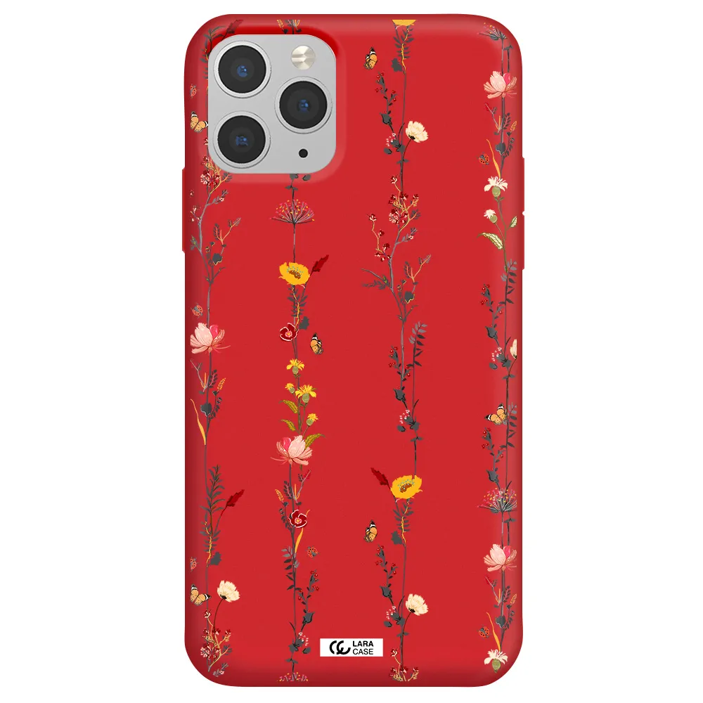 Parallel Flower Apple iPhone 11 pro max Silicone Imperial Red Case