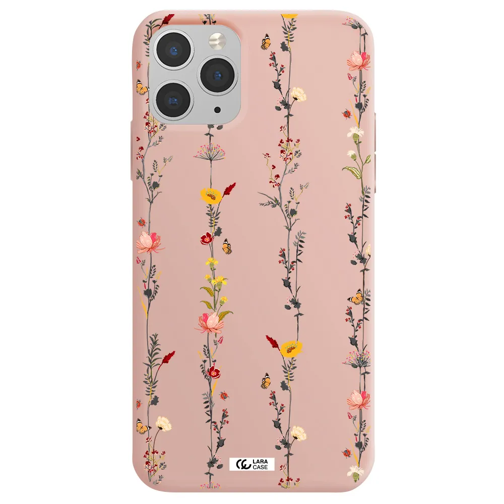 Parallel Flower Apple iPhone 11 pro max Silicone pastel pink Case