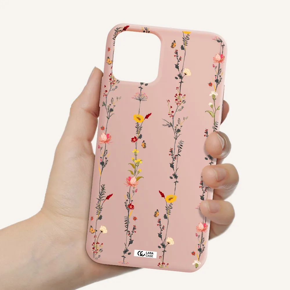 Parallel Flower Apple iPhone 11 pro max Silicone pastel pink Case