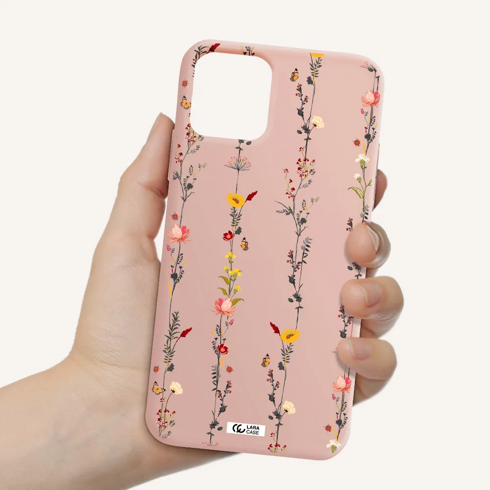 Parallel Flower Apple iPhone 11 pro Silicone pastel pink Case