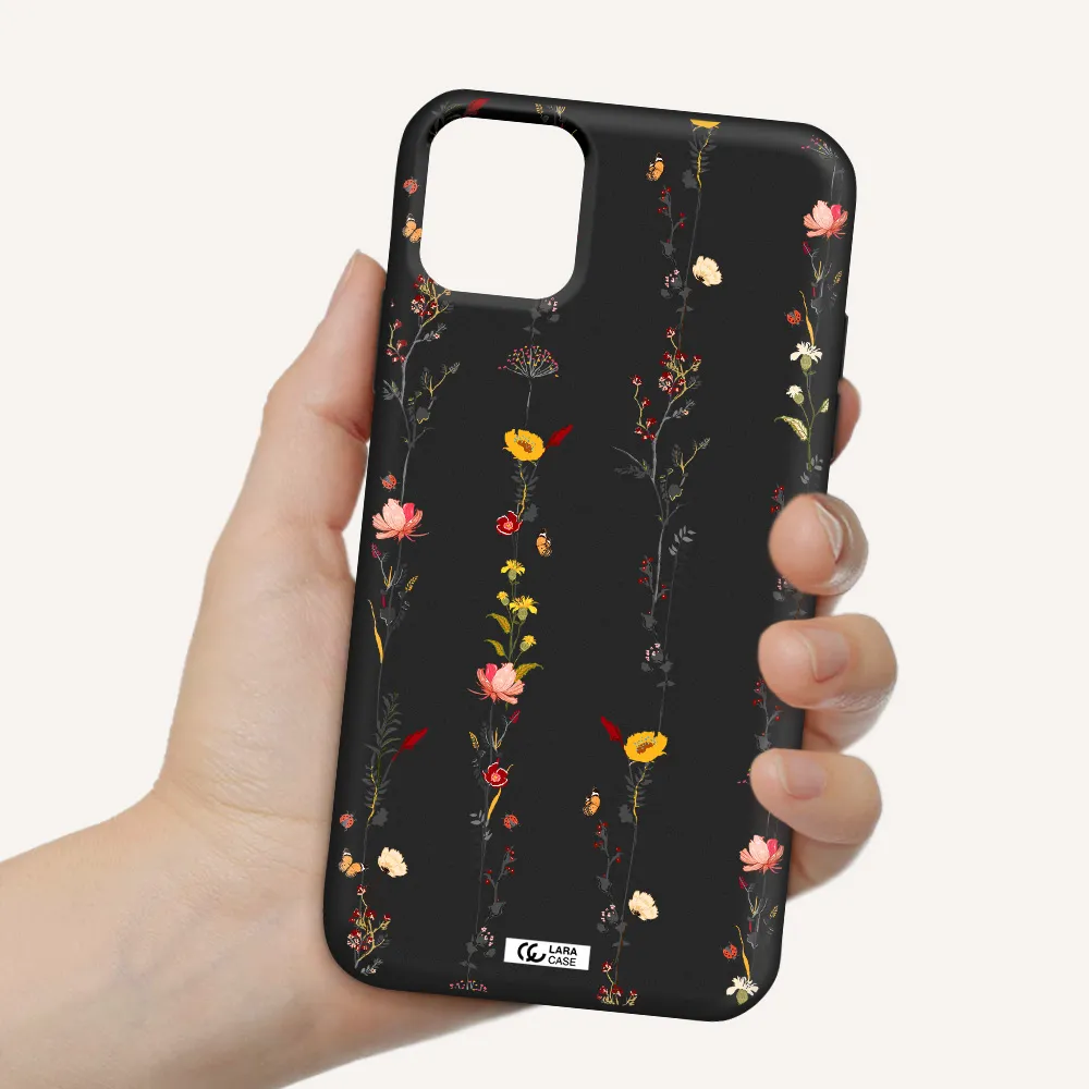 Parallel Flower Apple iPhone 11 Silicone black Case