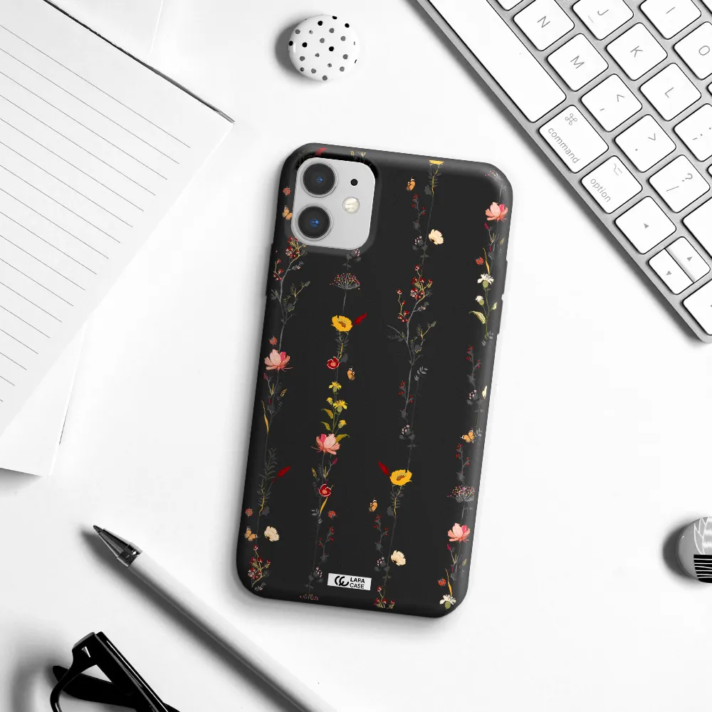 Parallel Flower Apple iPhone 11 Silicone black Case