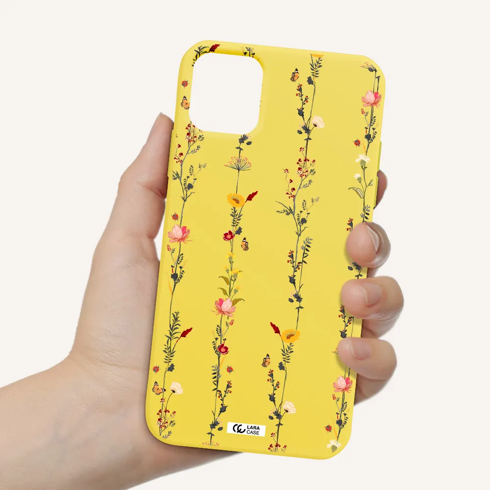 Parallel Flower Apple iPhone 11 Silicone canary yellow Case