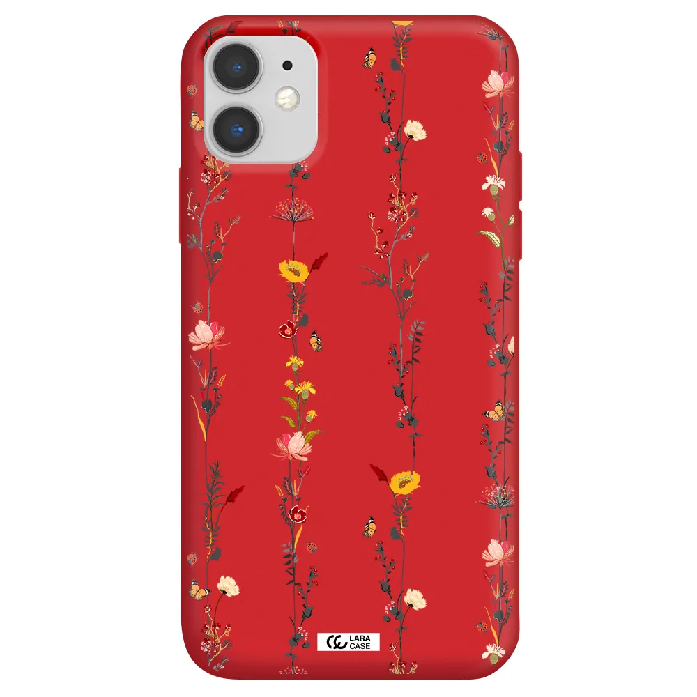 Parallel Flower Apple iPhone 11 Silicone Imperial Red Case