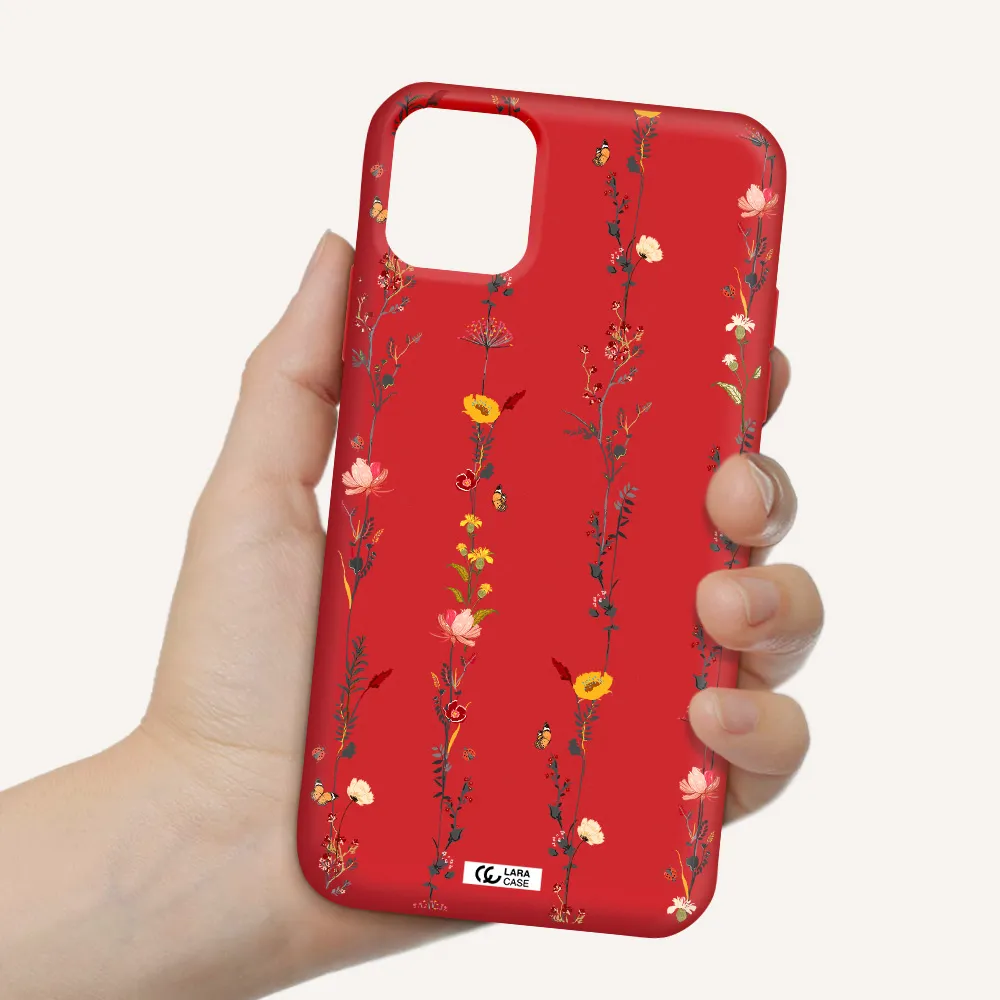 Parallel Flower Apple iPhone 11 Silicone Imperial Red Case