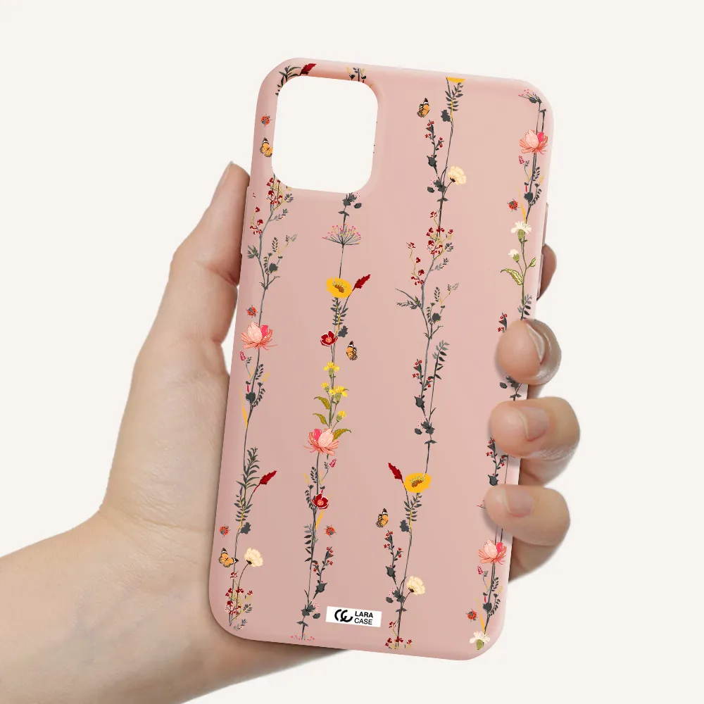 Parallel Flower Apple iPhone 11 Silicone pastel pink Case