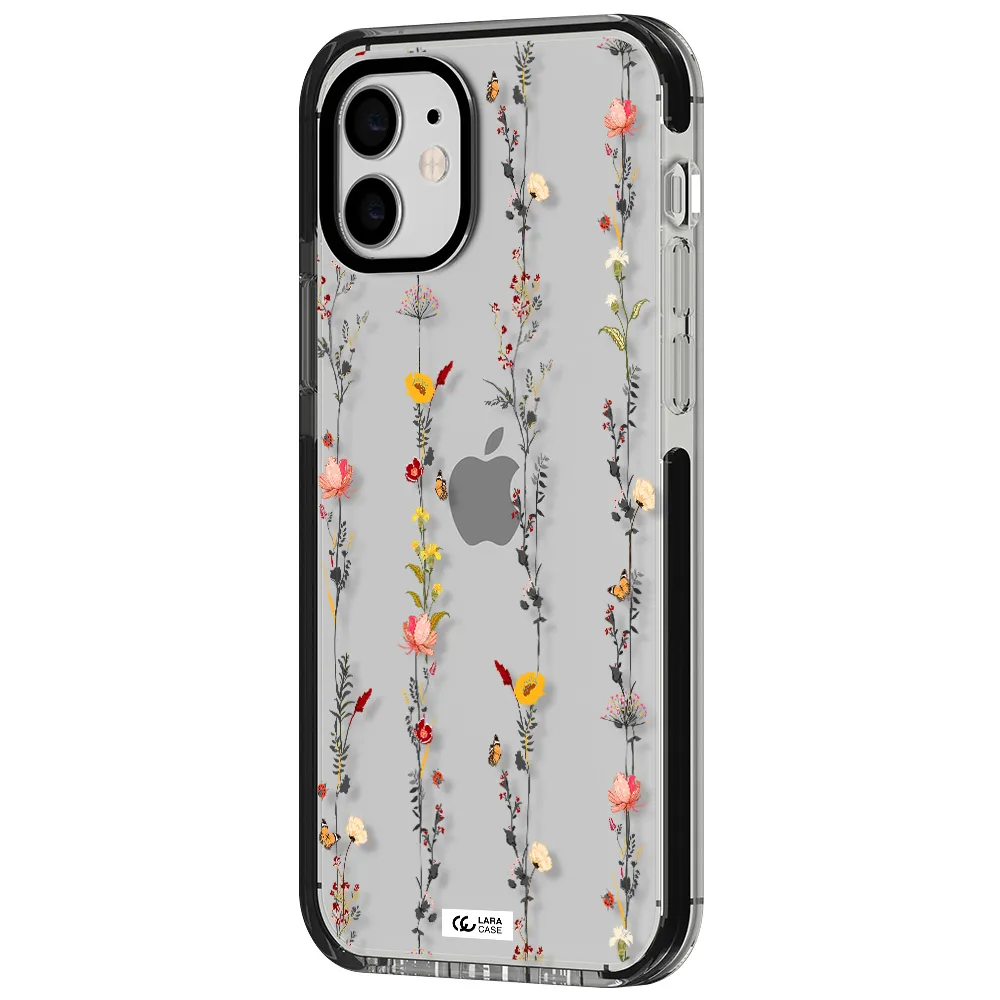 Parallel Flower Apple iPhone 12 impact black border Case