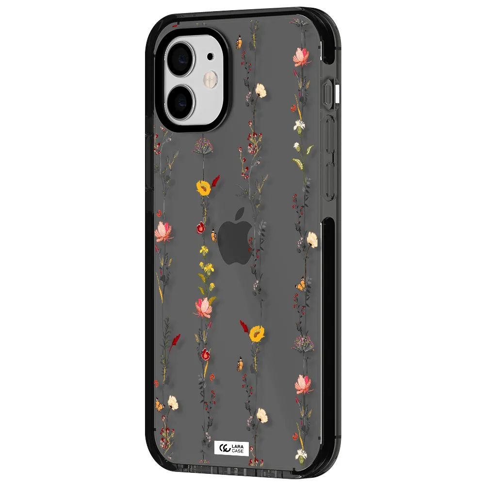 Parallel Flower Apple iPhone 12 impact Smoke Black Case