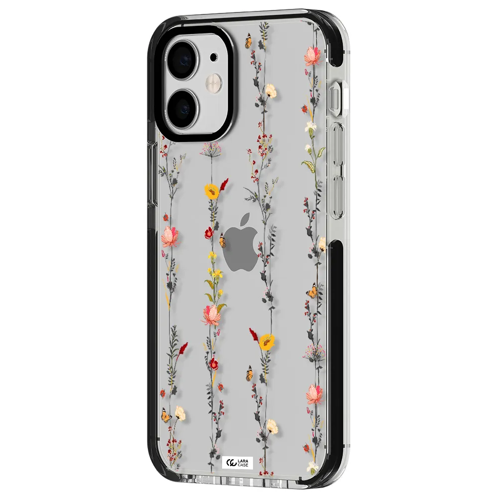 Parallel Flower Apple iPhone 12 mini impact black border Case