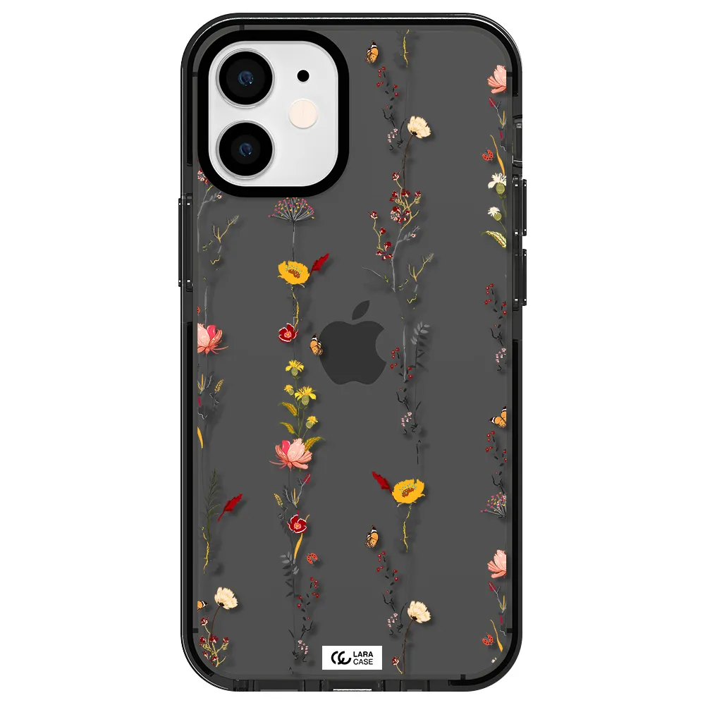 Parallel Flower Apple iPhone 12 mini impact Smoke Black Case